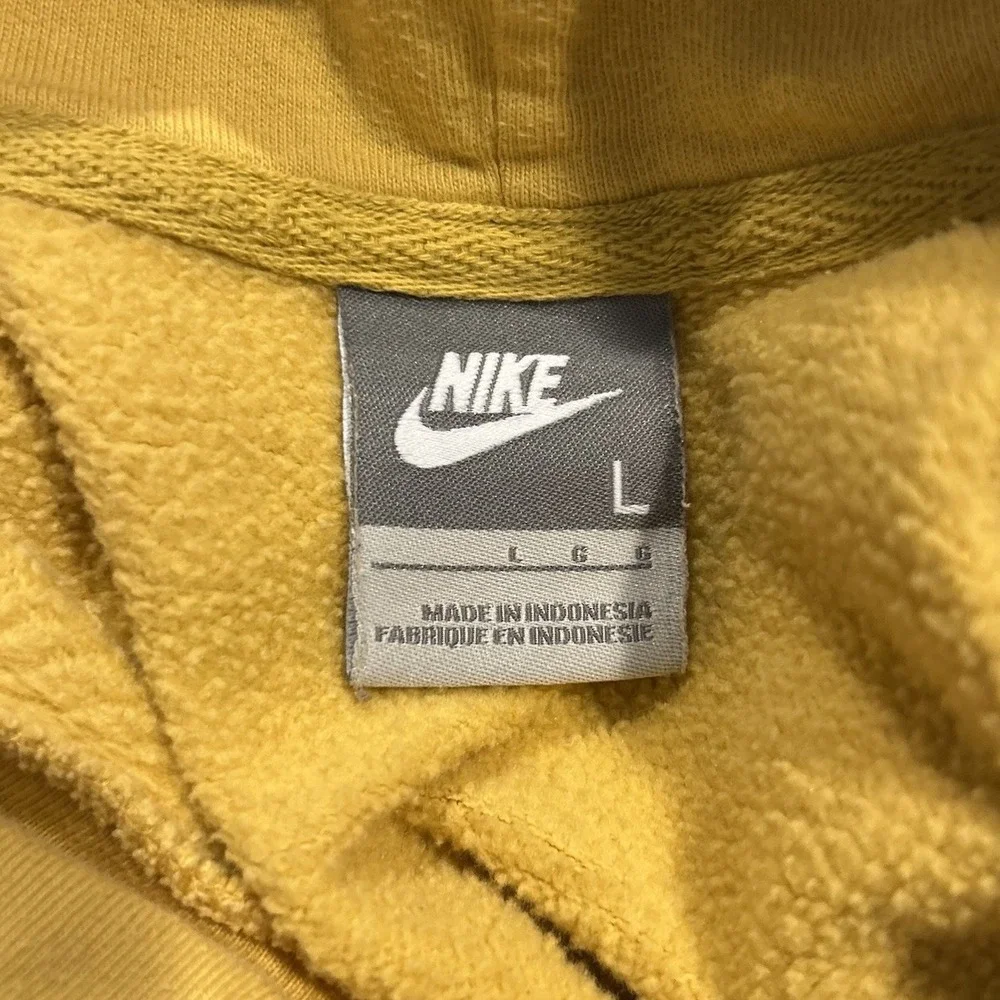 Vintage Y2K Nike Swoosh Logo Yellow Gold Pullover Hoodie Sweatshirt‎ - Men's L